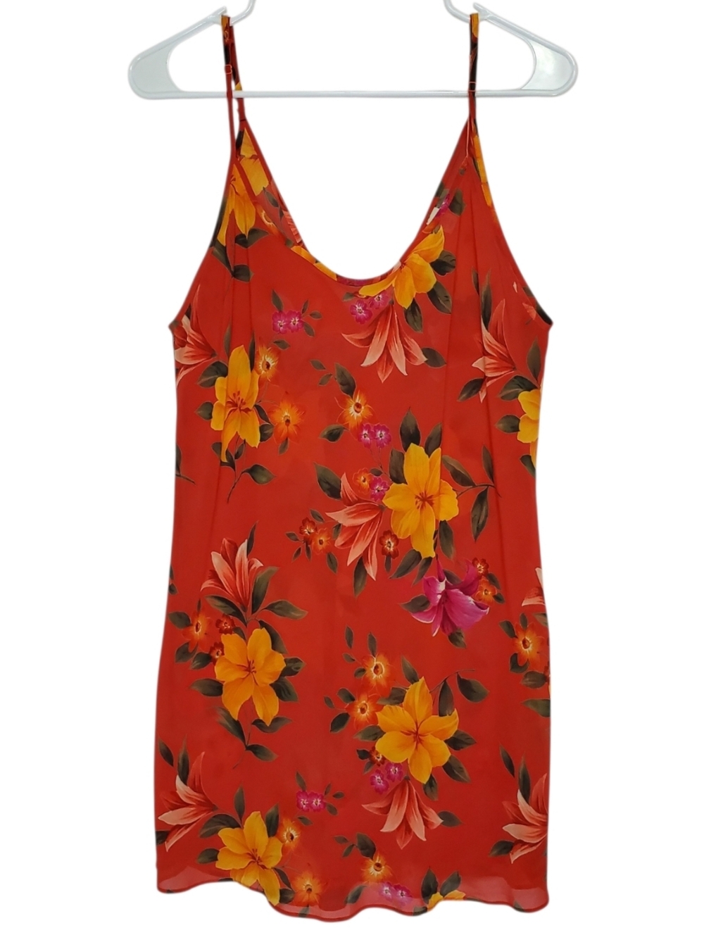 2655 * Victoria’s Secret Vintage Y2K Sheer Floral Slip Mini Dress Red Size L